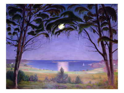 Moonlight, Nevlunghavn, 1922 (Oil On Canvas) by Harald Oscar Sohlberg Pricing Limited Edition Print image