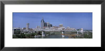 Pedestrian Bridge Crossing The River, Cumberland River, Nashville, Tennessee, Usa by Panoramic Images Pricing Limited Edition Print image