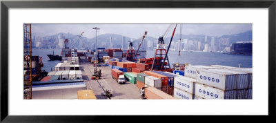 Shipping Containers, Victoria Harbor, Hong Kong, China by Panoramic Images Pricing Limited Edition Print image