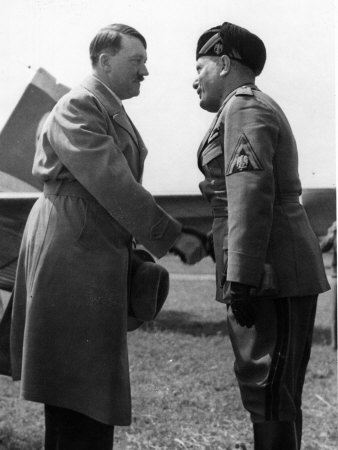 Leaders Adolf Hitler And Benito Mussolini, Shaking Hands With Each Other At Height Of Their Power by Alfred Eisenstaedt Pricing Limited Edition Print image