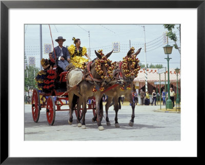 Woman In Flamenco Dress In Parade At Feria De Abril, Sevilla, Spain by John & Lisa Merrill Pricing Limited Edition Print image