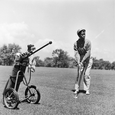 Sarah Vaughan Tees Off At The Jackson Park Golf Course, Chicago, Il by Isaac Sutton Pricing Limited Edition Print image