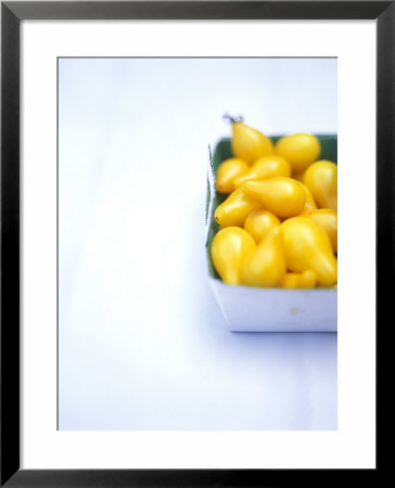 Pear-Shaped Yellow Tomatoes In A Cardboard Box by David Loftus Pricing Limited Edition Print image