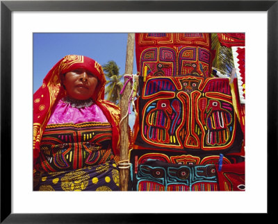 Cuna Indian Woman Displays Her Molas, San Blas Islands, Panama, Central America by Ken Gillham Pricing Limited Edition Print image