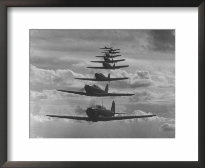 Nine Army Air Corps Bi-Place Pursuit Planes Flying In Formation With A Maximum Speed Of 300 M.P.H by Thomas D. Mcavoy Pricing Limited Edition Print image