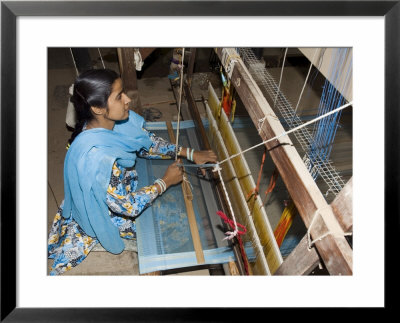 A Woman Weaving At One Of The Cooperatives In An Area That Is Famous For Its Saris by R H Productions Pricing Limited Edition Print image