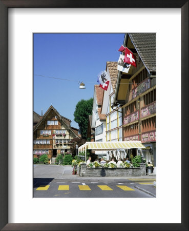 Painted Facades On Hauptgasse, Appenzell, Appenzellerland, Switzerland by Gavin Hellier Pricing Limited Edition Print image