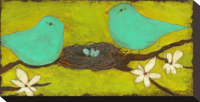 Turquoise Birds With Nest Ii by Anne Hempel Pricing Limited Edition Print image
