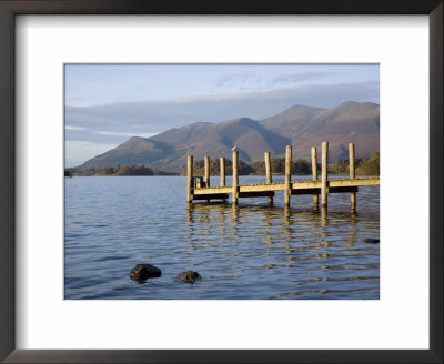 Wooden Jetty At Barrow Bay Landing On Derwent Water Looking North To Skiddaw In Autumn by Pearl Bucknall Pricing Limited Edition Print image