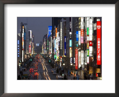 Chuo-Dori, Elevated View At Dusk Along Tokyo's Most Exclusive Shopping Street, Ginza, Honshu, Japan by Gavin Hellier Pricing Limited Edition Print image