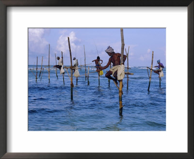 Stilt Fishermen At Welligama, South Coast, Sri Lanka, Indian Ocean, Asia by Bruno Morandi Pricing Limited Edition Print image