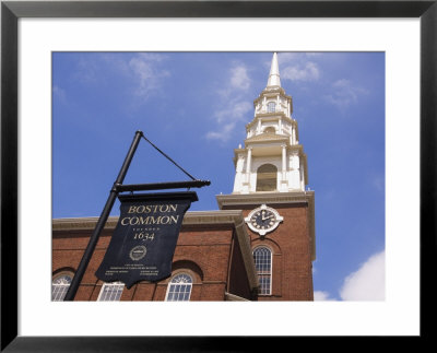 Park Street Church And Boston Common Sign, Boston, Massachusetts, Usa by Amanda Hall Pricing Limited Edition Print image