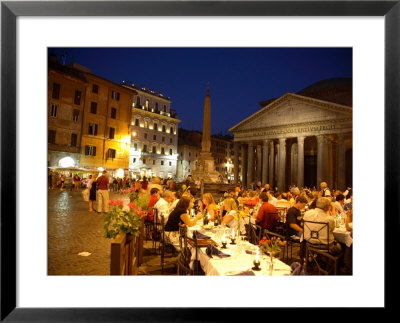 Outdoor Dining At Night, Piazza Della Rotonda, Pantheon In Background by Russell Mountford Pricing Limited Edition Print image