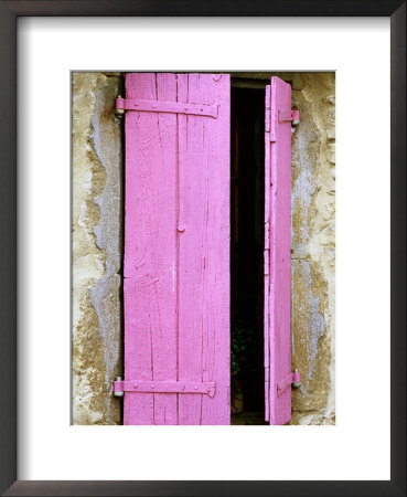 Pink Wooden Shutters, Minerve, Languedoc-Roussillon, France by David Tomlinson Pricing Limited Edition Print image