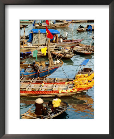 Trading On Boats In Halong Bay, Dao Cat Ba, Hai Phong, Vietnam by Anthony Plummer Pricing Limited Edition Print image