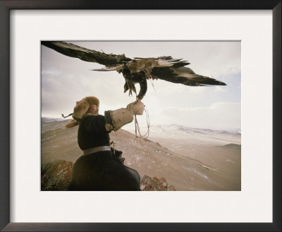 Kazakh Hunter Strains To Support A Golden Eagle by David Edwards Pricing Limited Edition Print image
