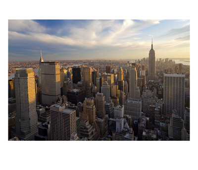 New York City, Manhattan, View Of Downtown And Empire State Building From Rockerfeller Centre, Usa by Gavin Hellier Pricing Limited Edition Print image