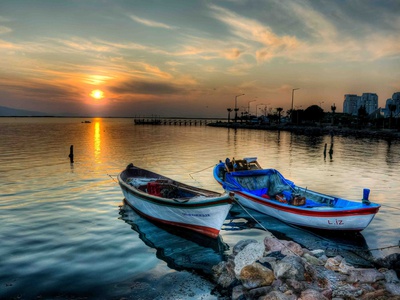 Boats At Sunset 2 by Nejdet Duzen Pricing Limited Edition Print image