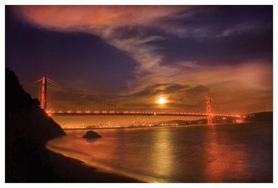 Golden Gate Moonrise by Harold Davis Pricing Limited Edition Print image
