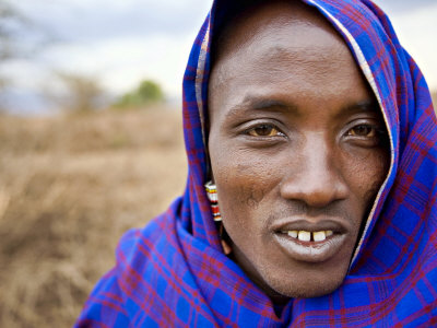 Massai Tribesman In His Village In Kenya by Scott Stulberg Pricing Limited Edition Print image