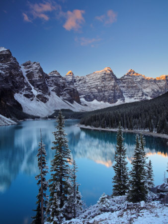Snow At Moraine Lake In Banff National Park, Alberta, Rocky Mountains, Canada by Adam Burton Pricing Limited Edition Print image