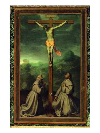 Crucifix With St Bernardino Of Siena And St Anthony Of Padua by Gaetano Previati Pricing Limited Edition Print image