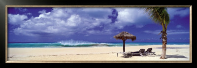 Beach With Sunloungers, Caribbean by Tom Mackie Pricing Limited Edition Print image