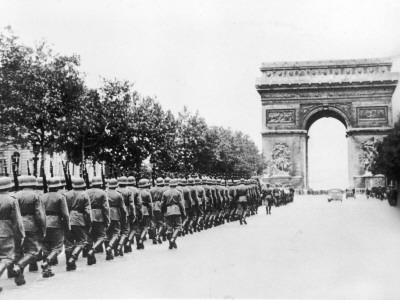 German Troops Probably Marching Up To The Arc De Triomph In Paris During World War Ii by Robert Hunt Pricing Limited Edition Print image