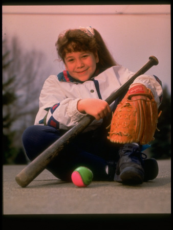 Scid Sufferer, Cynthia Cutshall, Treated With Gene Therapy, With Bat And Ball, Resting From Play by Ted Thai Pricing Limited Edition Print image