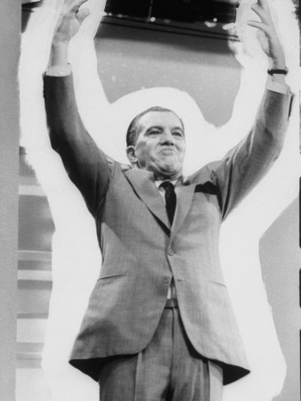 Tv Emcee With His Arms Raised Over His Head On His Tv Series The Ed Sullivan Show by Arthur Schatz Pricing Limited Edition Print image