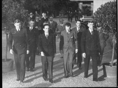 Nazi Propaganda Minister Joseph Goebbels With German Delegation At League Of Nations by Alfred Eisenstaedt Pricing Limited Edition Print image