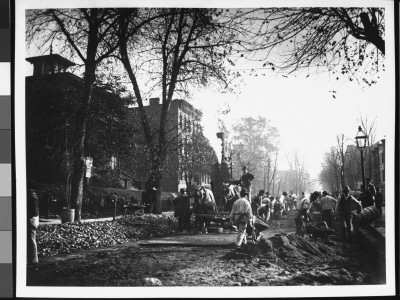 Workmen Paving A Residential Road Near The Parker Shaft by Wallace G. Levison Pricing Limited Edition Print image