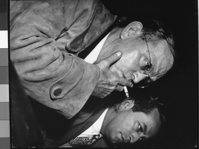 Writer Damon Runyon With Unidentified Man At Prizefight by Gjon Mili Pricing Limited Edition Print image
