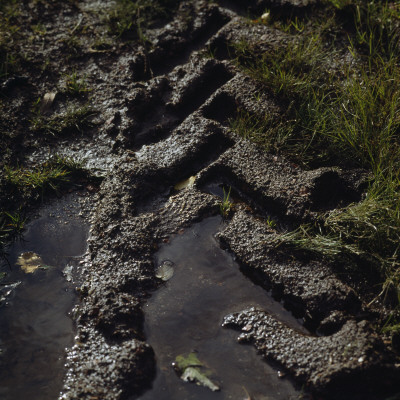 High Angle View Of A Tire Track by Eva Grape Pricing Limited Edition Print image