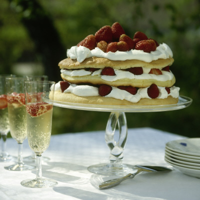 Strawberry Pie And Champagne With Strawberries by Nisse Peterson Pricing Limited Edition Print image