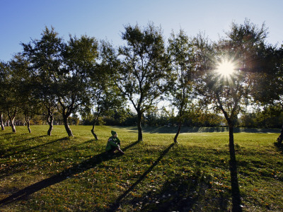 A Person Sitting In A Park In Reykjavik, Iceland by Gunnar Svanberg Skulasson Pricing Limited Edition Print image