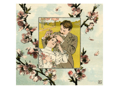 Man Puts Spring Blossom In Young Woman's Hair by William Hole Pricing Limited Edition Print image