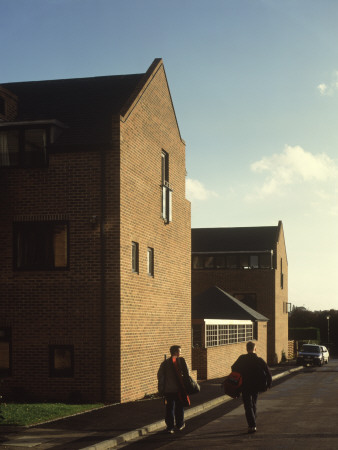 Student Accommodation, Jesus College, Oxford, Students Walking By Housing Blocks by Charlotte Wood Pricing Limited Edition Print image
