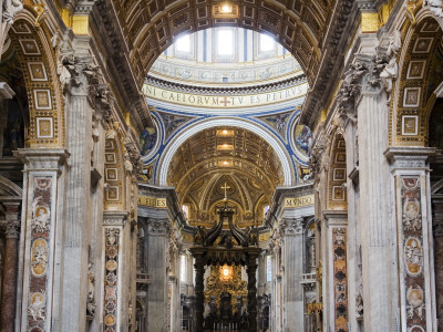 View To The Altar, St Peter's Basilica, Vatican City, Rome, Italy by David Clapp Pricing Limited Edition Print image