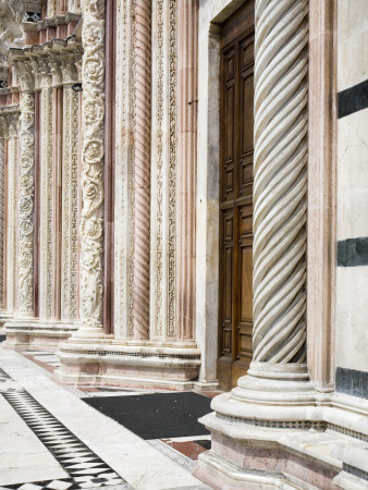 Column And Door Detail, Duomo, Siena, Tuscany, Italy by David Clapp Pricing Limited Edition Print image