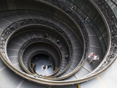 Spiral Staircase To The Exit In The Vatican Museum, The Vatican, Vatican City, Rome by David Clapp Pricing Limited Edition Print image