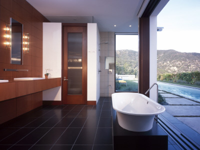 Malibu 4, California, Freestanding Bath Tub And Sliding Glass Windows, Kanner Architects by John Edward Linden Pricing Limited Edition Print image