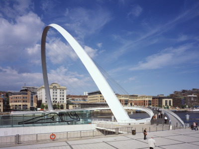 Gateshead Millennium Bridge, Newcastle Upon Tyne, Daytime View Of Bridge With People by Keith Hunter Pricing Limited Edition Print image
