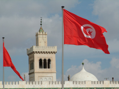 Mosque Roof And National Flag, Tunis by Natalie Tepper Pricing Limited Edition Print image