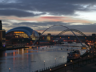 The Sage Gateshead, Gateshead, Tyne And Wear, England, Exterior At Dusk With Newcastle Quayside by Richard Bryant Pricing Limited Edition Print image