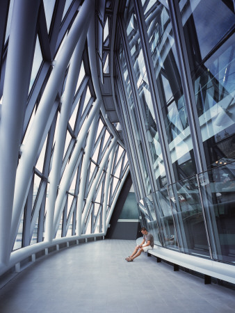 City Hall Gla, London, Interior With Figure Reading, Architect: Sir Norman Foster And Partners by Peter Durant Pricing Limited Edition Print image
