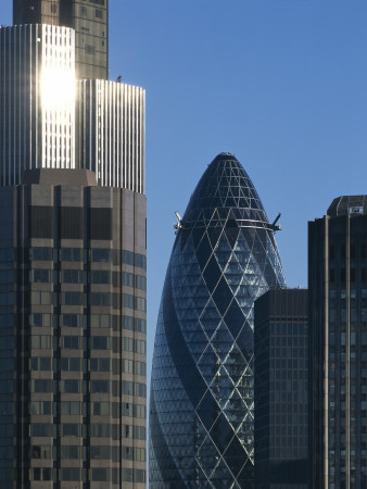 City Of London Tower 42 Previously Known As The Nat West Building And, The Gherkin by Richard Bryant Pricing Limited Edition Print image