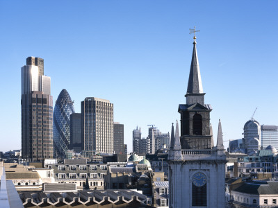 The City Of London, Including Tower 42 And 30 St Mary Axe, The Gherkin And Wren Church Tower by Richard Bryant Pricing Limited Edition Print image