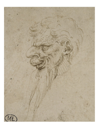 Tete D'homme Barbu Avec Une Enorme Levre Superieure by Leonard De Vinci Pricing Limited Edition Print image