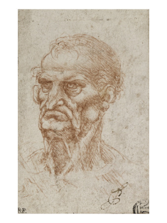 Tête D'homme Âgé, De Trois Quarts Vers La Gauche by Léonard De Vinci Pricing Limited Edition Print image